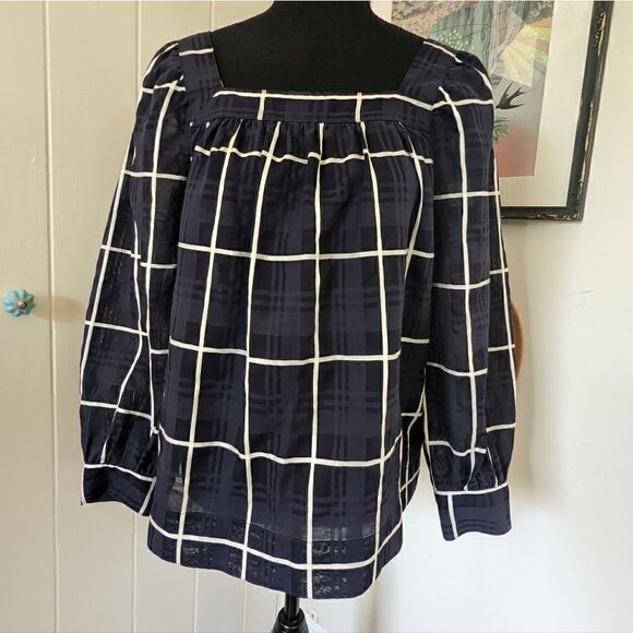 J. Crew Peasant Top 4 Nautical Coastal Cowgirl Preppy Academia Sailor Chic - Picture 3 of 14